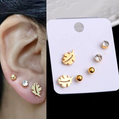 24-Pair Classic Minimalist Stainless Steel Stud Earrings Set, Versatile Fashion Jewelry Gift for Men and Women, Suitable for Daily Wear and Parties, Styles Randomly Selected