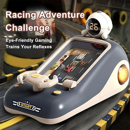 Racing Obstacle Game Console, 200 Levels Upgraded, Car Adventure Toy with Multi-Function Wheel, Interactive Simulation Driving Simulated Driving(Battery not included)