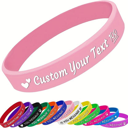 New Hot-Selling 25pcs Silicone Wristbands with Heart Patterns, Customizable with Your Own Text, Unisex Bracelets for Holidays or Daily Wear, Lightweight Wristbands, Suitable for Weddings, Birthdays, Corporate Events, Christmas, Earth Day