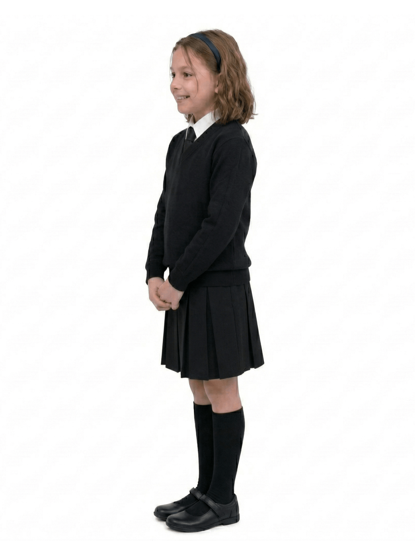 GW CLASSY OUTFIT Boys & Girls V-Neck School Jumper – Kids Unisex Long Sleeve Fleece Uniform Soft & Comfortable Sweatshirt