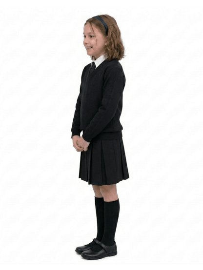 GW CLASSY OUTFIT Boys & Girls V-Neck School Jumper – Kids Unisex Long Sleeve Fleece Uniform Soft & Comfortable Sweatshirt