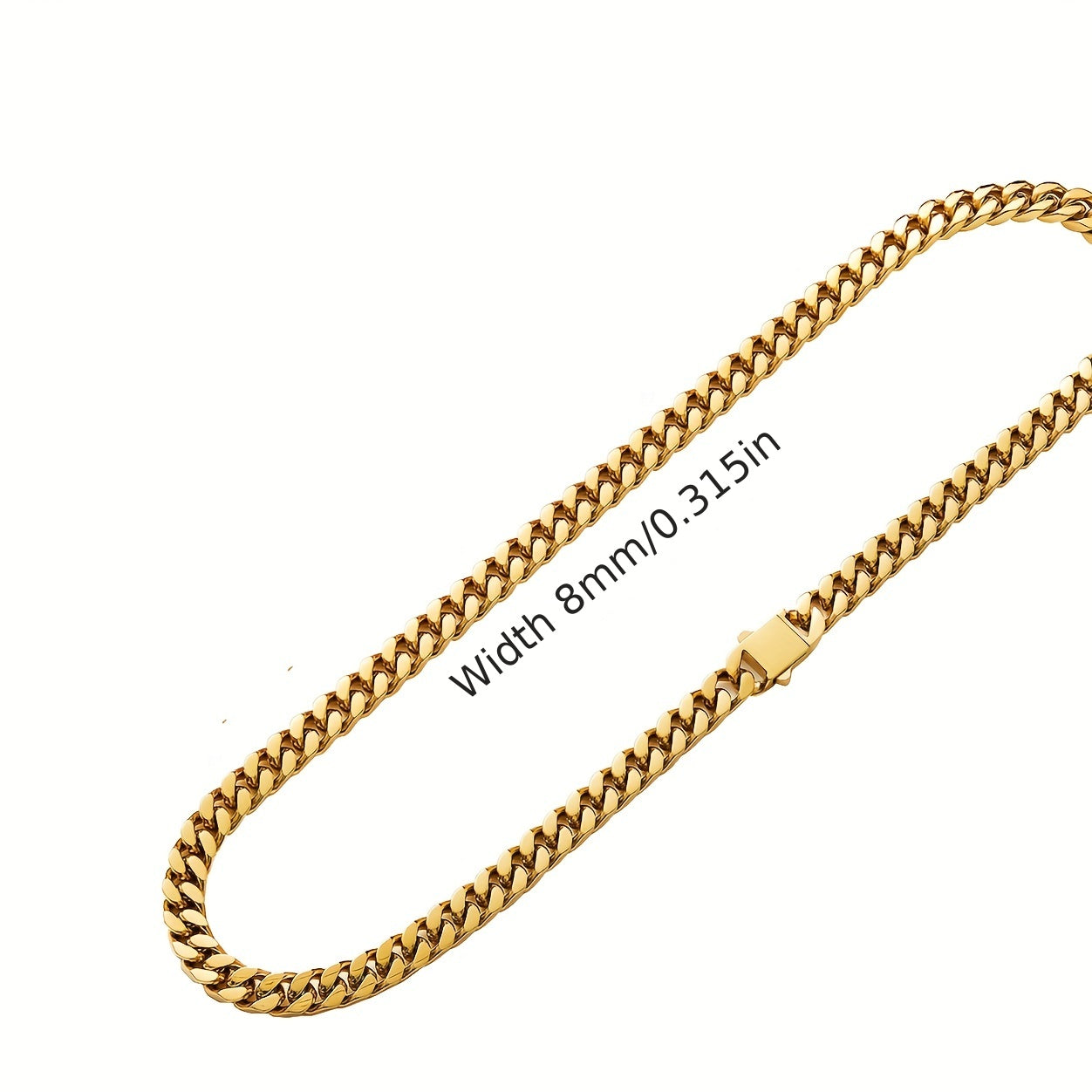 Hip Hop Stainless Steel Encrypted Four-sided Grinding 8.10.12mm Cuban Necklace Spring Buckle Titanium Stainless Steel Hip Hop Necklace for Men. 18K Golden Plated Plated 18K Golden Plated Real 18K Golden Plated Hip Hop Jewelry