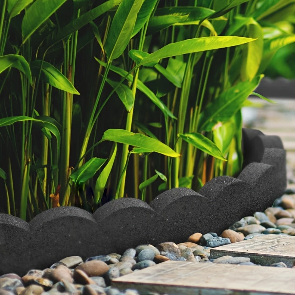 Rubber Garden Border Flexible Scalloped Edging 120cm Curved Lawn Flower Bed Path Separator Durable Weatherproof