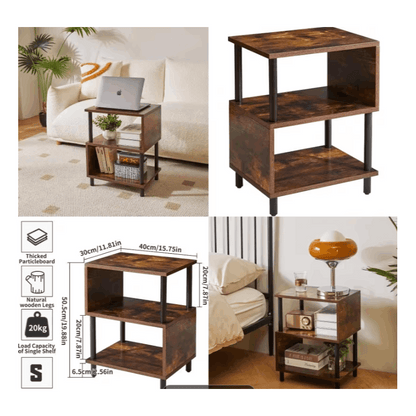 Modern Side Table with Storage - Small End Table/Nightstand, Assembly, -Shaped & Particleboard, Bedside Table for Bedroom/Living Room