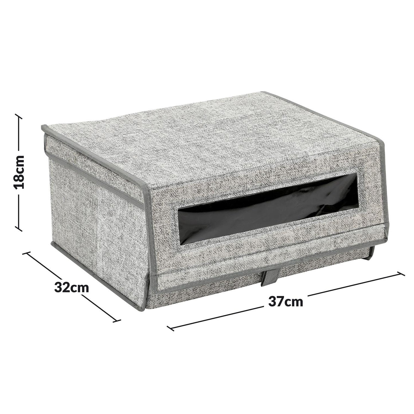 Taylor & Brown Set of 2 Large Fabric Stackable Shoe Storage Boxes with Lid & Transparent Window