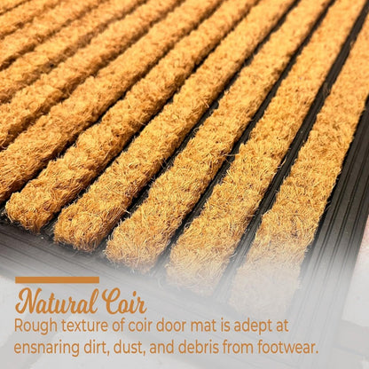 Heavy Duty Coir Door Mat Non Slip Washable Floor Mat with Tough Bristles for Indoor Outdoor Use Cleans Dirty Shoes Entryway Patio Porch BLS 45 x 75 CM