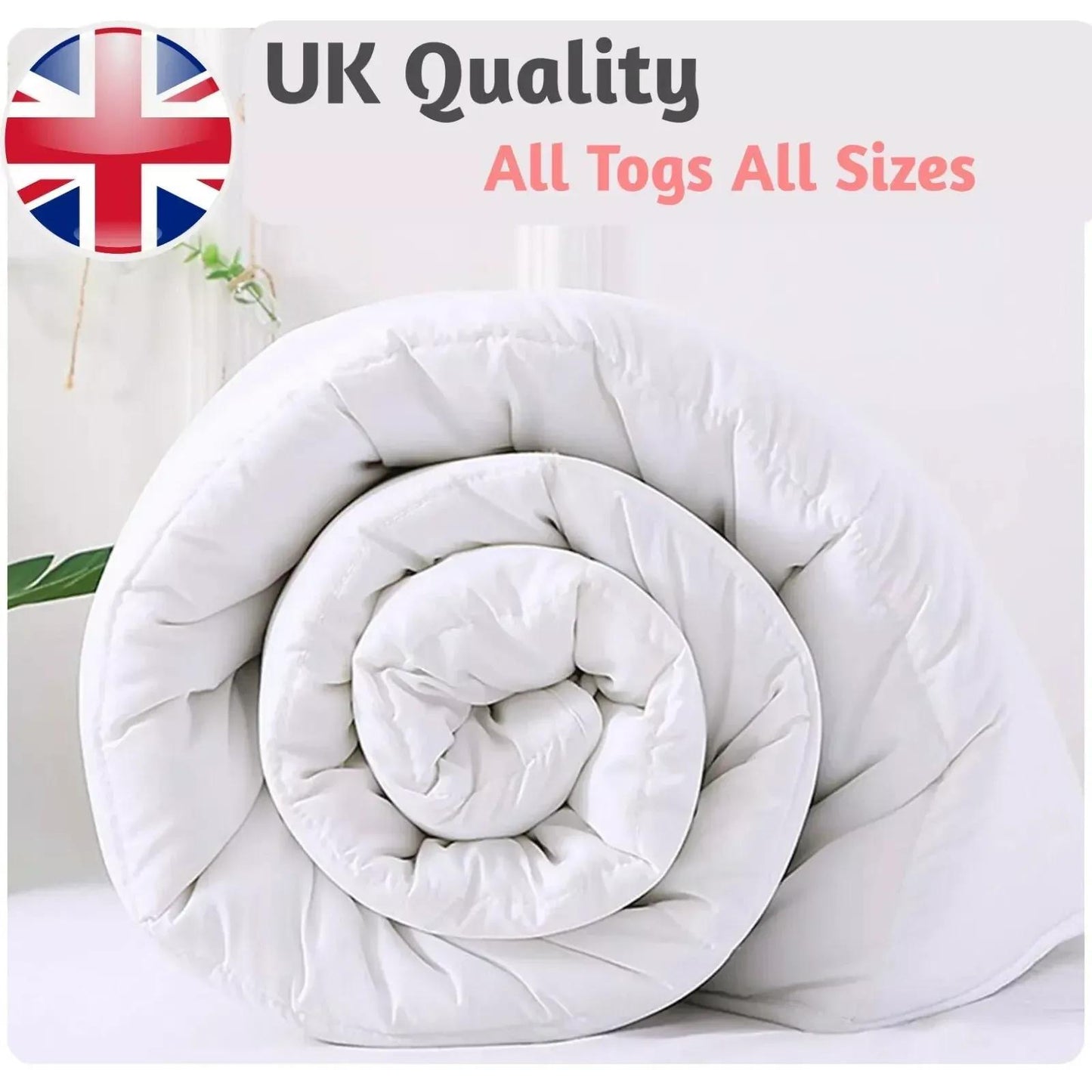 ELAFY Hotel Quality Duvet Quilt Size Single Double Super King All Tog 4.5 10.5 13.5 15 All Seasons Duvet