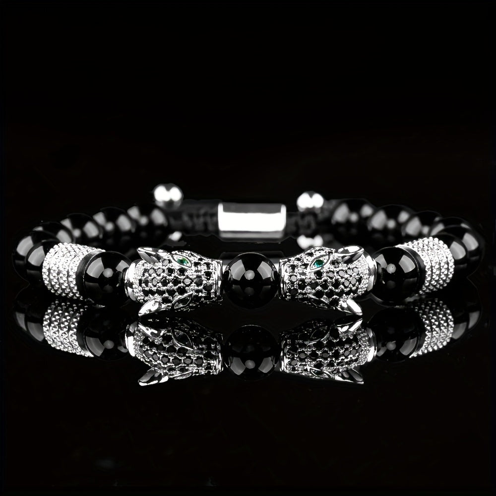 New Trend in Men'S Bracelets Featuring Braided Design, Pave CZ, Double Leopard Head, Enamel, And Jewelry for Men