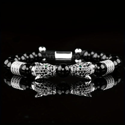 New Trend in Men'S Bracelets Featuring Braided Design, Pave CZ, Double Leopard Head, Enamel, And Jewelry for Men