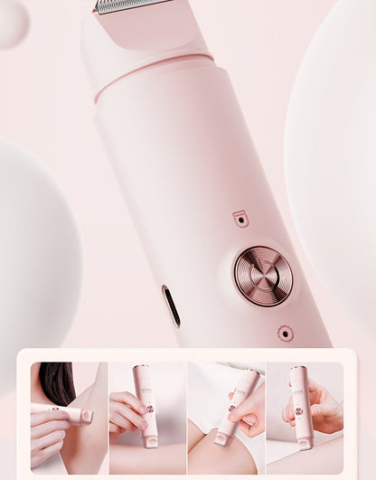 Women'S Double-Headed Shaver; Full Body Hair Removal Machine Home Use Travel Razor 2-In-1 Electric Shaver Suitable for Bikini, Eyebrows, And Armpits; Dry And Wet Trimmer Rechargeable, Cordless - Painless Hair Removal; Gentle And Light Beige-Friendly