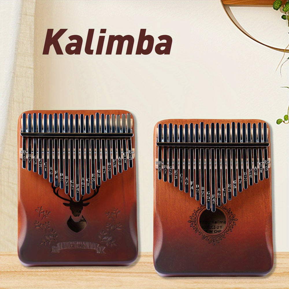 21 Keys Thumb Piano Kalimba set with Tuning Hammer & Accessories - Elegant Acoustic Musical Instrument for Beginners, Includes Storage Bag, Durable Wooden Construction, Perfect Holiday Gift, Musical Instruments
