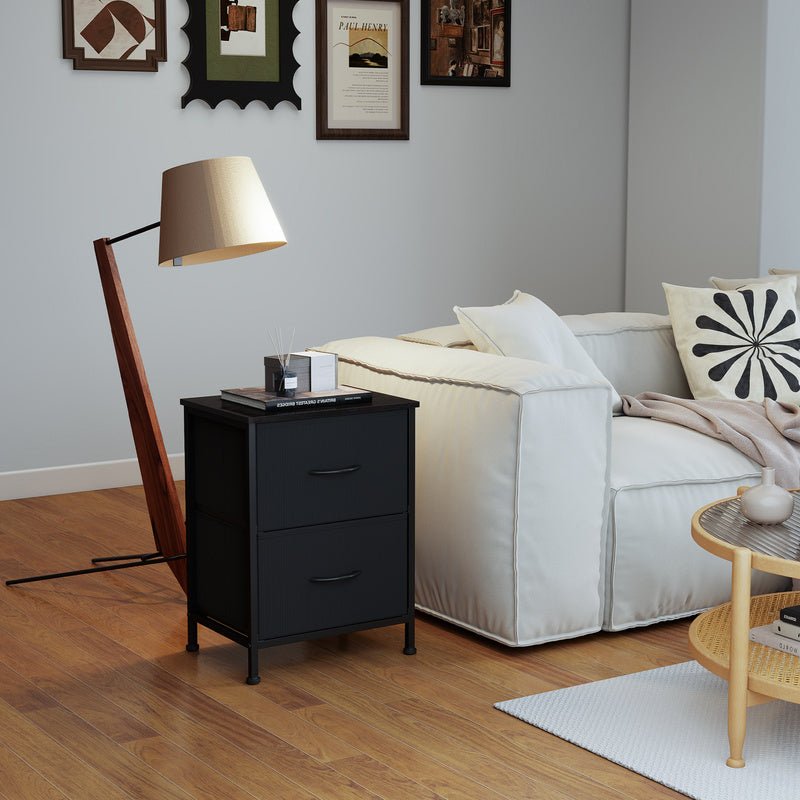 Nightstand with 2 Non-Woven Fabric Drawers, Chest of Drawers for Bedroom, Closet