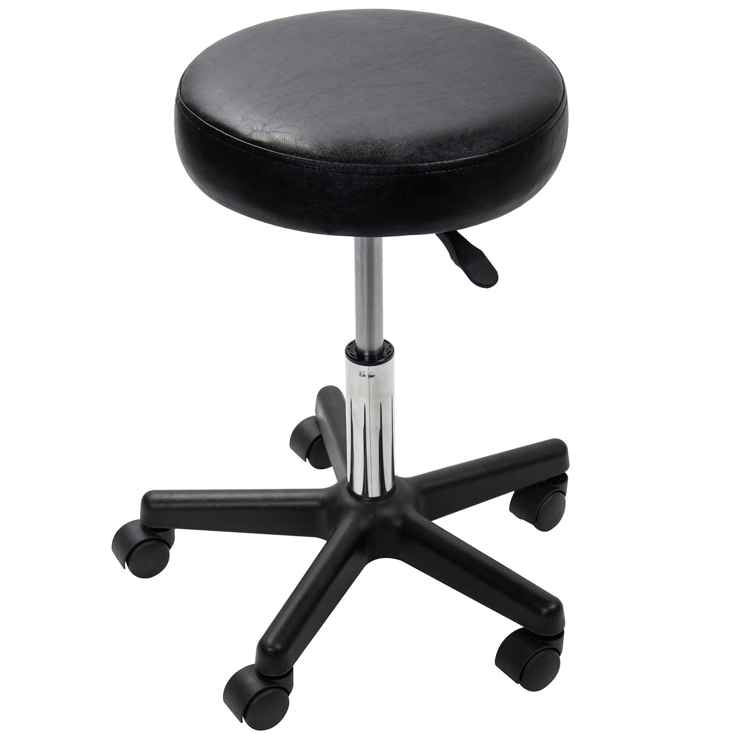 Black Adjustable Rolling Cushion Tattoo Massage Hydraulic Salon Stool with Wheels