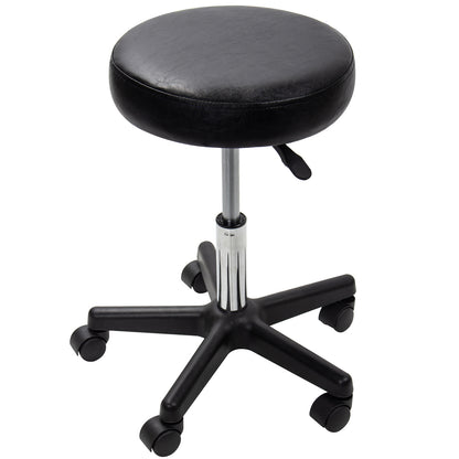 Black Adjustable Rolling Cushion Tattoo Massage Hydraulic Salon Stool with Wheels