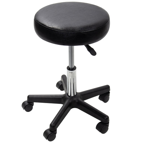 Black Adjustable Rolling Cushion Tattoo Massage Hydraulic Salon Stool with Wheels