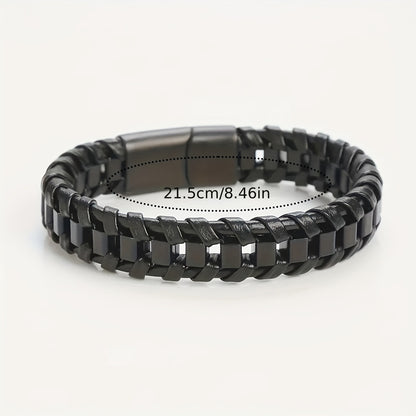 A Leather Braided Bracelet for Men, a Street Motorcycle Fashion Wristband Hand Strap