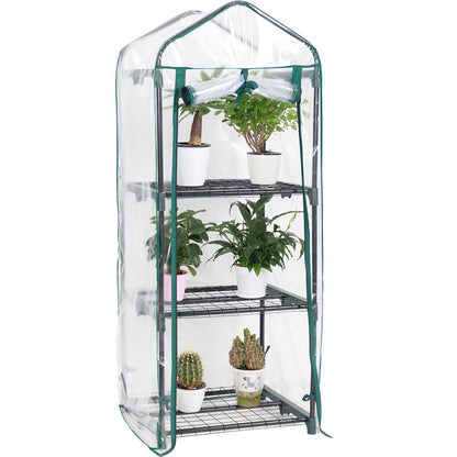 3 Tier Greenhouse, Small Plant Greenhouses, With Transparent Plastic PVC Cover, Indoor outdoor tent garden greenhouse (51 x 45 x 130 cm)