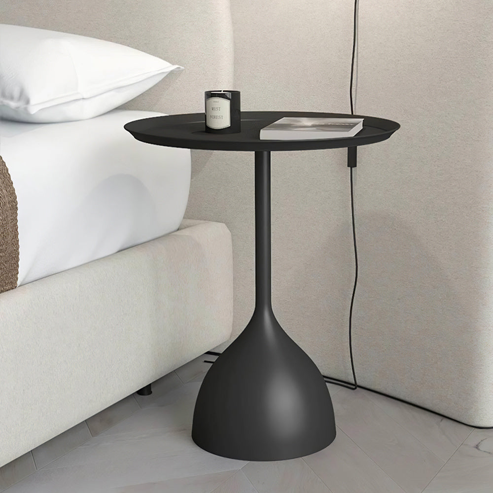 Dia.39cm Metal Round Coffee Table Outdoor Garden Table for Garden Terrace Balcony Living Room Black