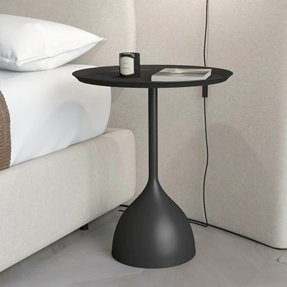 Dia.39cm Metal Round Coffee Table Outdoor Garden Table for Garden Terrace Balcony Living Room Black