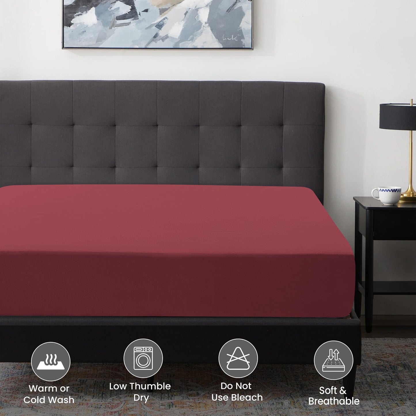 Waterproof Fitted Bed Sheet Deep Pocket Mattress Protector Cover | Soft Breathable Noiseless Fitted Sheet for Bedroom, Hotel & Home | Machine Washable Elastic Bed Cover Fits Up to 30cm Mattress