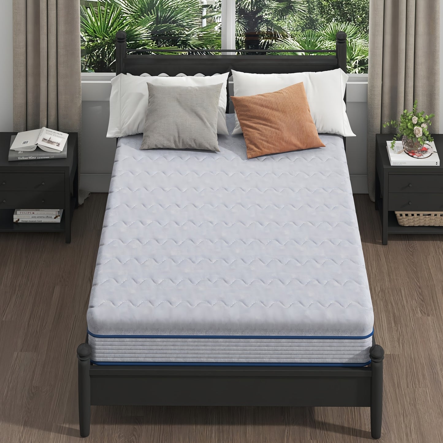 Single Mattress/Small Double Mattreses/ Double Mattres/King Mattresses - 23cm/9" Memory Foam Hybrid Mattress with Pocket Spring, Medium Firm, Motion Isolation, Shipped In A Compressed Box Grey