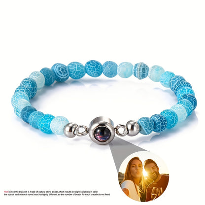 Customized Personalized Frosted Stone Photo Projection Bracelet, Customized Photo Projection Bracelet Festival Gifts