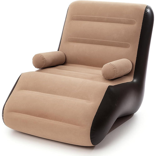 Portable Inflatable Sofa Chair with Armrests, Comfortable Indoor & Outdoor Air Lounger, Easy to Inflate, Foldable Lazy Chair for Living Room, Garden, Camping, Dorm