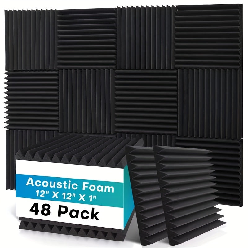 [Soundproofing Panels] Set of 48pcs of 1-Inch Thick Trough-Style High-Density Sponge Soundproofing Panels, Measuring 1X12X12 Inches, Ideal for Small Spaces Or Recording Studios Requiring Sound Insulation