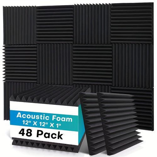 [Soundproofing Panels] Set of 48pcs of 1-Inch Thick Trough-Style High-Density Sponge Soundproofing Panels, Measuring 1X12X12 Inches, Ideal for Small Spaces Or Recording Studios Requiring Sound Insulation