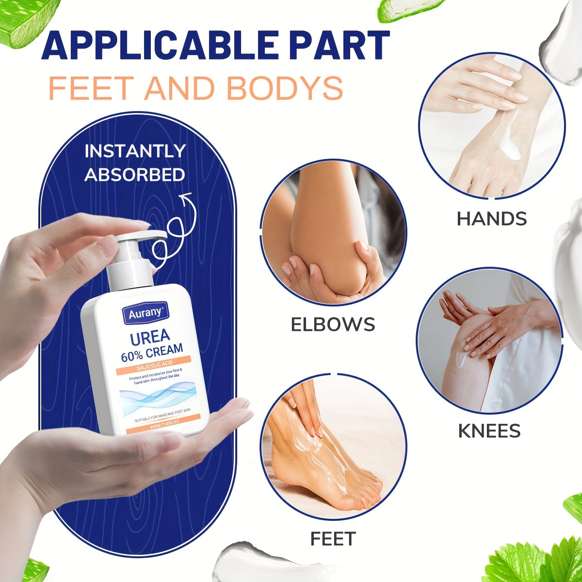 60%Urea Cream+Salicylic Acid, Urea Hand & Foot Cream, Moisturize Dry Hands And Feet, Containing Aloe Vera And Jojoba Ingredients, High Moisturizing Hand And Foot Cream, Light Beige, Neutral-200g