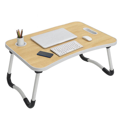 Foldable Laptop Bed Table with Cup Holder & Phone Slot - Portable Non-Slip Lap Desk for Bed Sofa & Home Office Lightweight Breakfast Tray