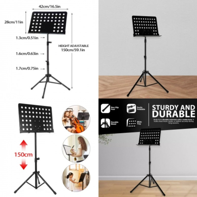 Heavy Duty Orchestral Music Stand Folding Adjustable Sheet Stand Tripod Base
