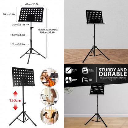 Heavy Duty Orchestral Music Stand Folding Adjustable Sheet Stand Tripod Base