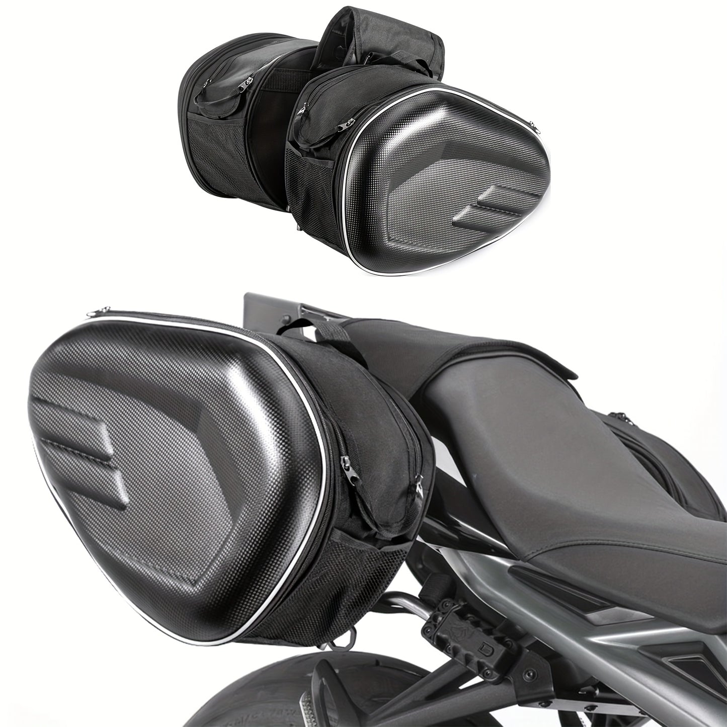 Motorcycle Saddle Bag 36-58L Universal Motorcycle Panniers Side Bags Luggage Cover Expandable Capacity