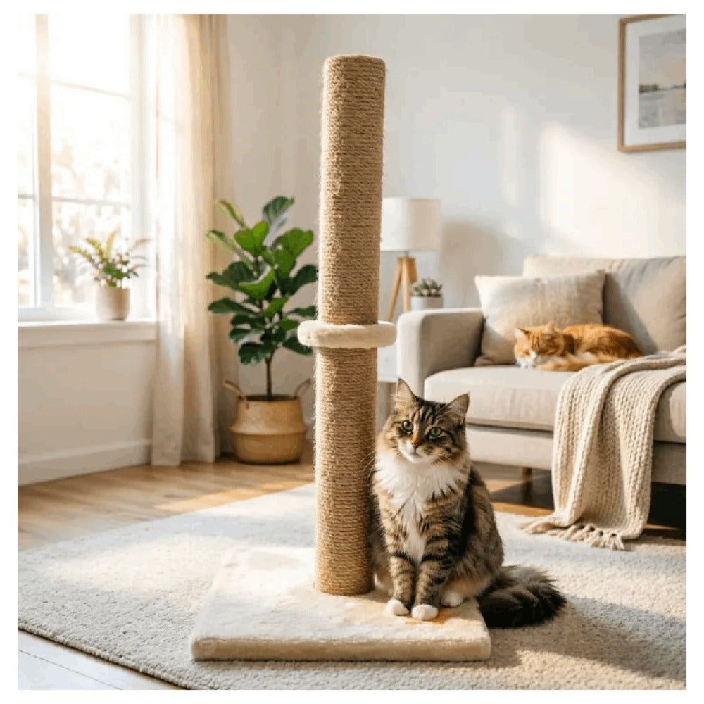Cat Scratching Post 62cm Tall Sisal Pole Scratcher – Sturdy Cat Furniture for Indoor Cats, Protects Furniture, 3 Colours