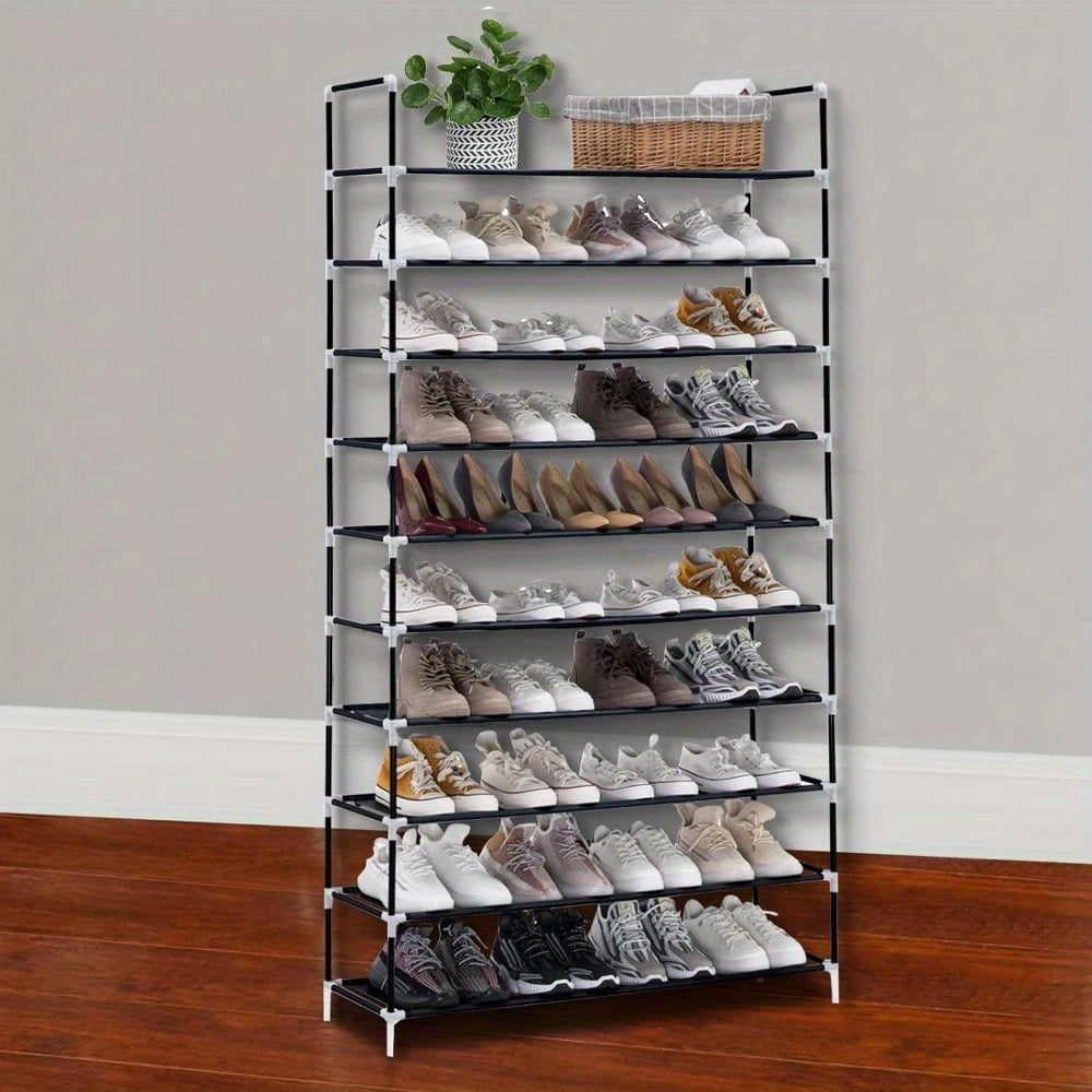 Shoe Rack,10Tiers Shoe Storage, 98x27x177cm Tall Shoe Rack,Large Shoe Rack,Storage Shelves Holds 50 Pairs Of Shoe Organiser Shelf For Home Hall Living Room Hallway Bedroom