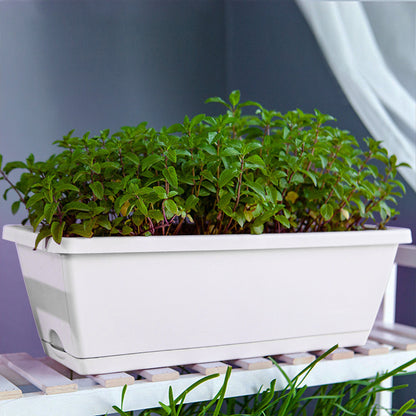 5pcs Balcony Vegetable Basin, Long Strip Horon Basin, Outdoor Creative Plastic Vegetable Planting Box, Available in White, Gray, Dark Green And Brick Red. Available Sizes: L42.5*W17*H14Cm/L49.5*W19*H*14Cm