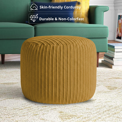 Jumbo Cord Footstool Pouffe, Round Shape Corduroy Bean Bag Ottoman Footrest for Lounge & Bedroom, Durable & Stylish Ergonomic Design