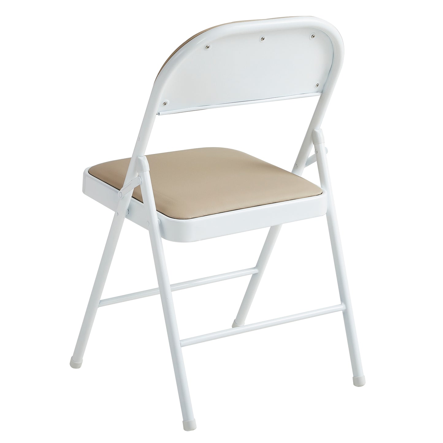 Set of 2 Folding Chairs, Faux Leather Foldable Chairs with Metal Frame and Padded Seat, Easy to Fold and Store for Home, Office, Dining and Reception