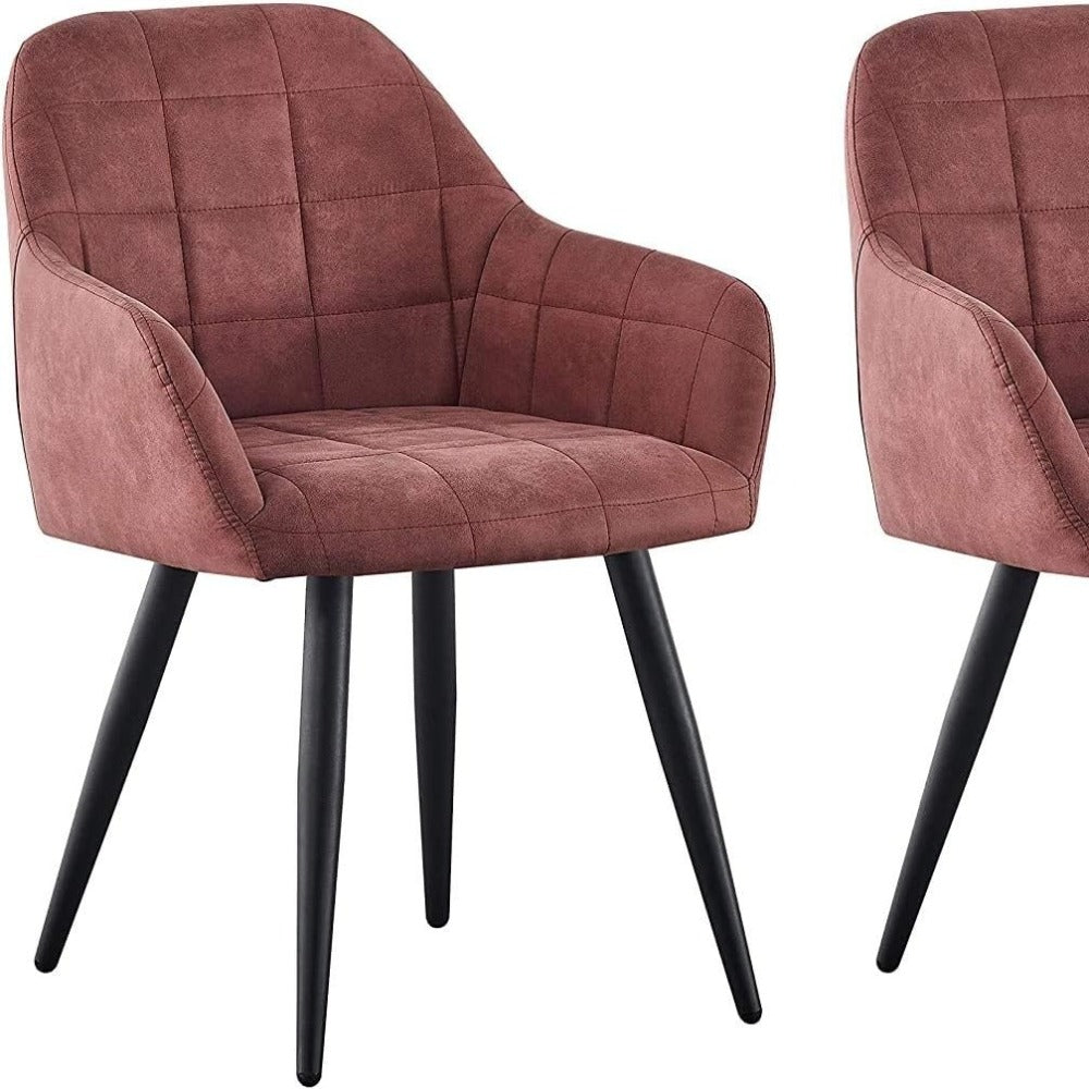 High Back Dining Chairs Set of 2 Faux Suede Padded Seat | Metal Legs Anti-Scratch Feet | UK Fire Safety Compliant | Home & Restaurant Use | 4 Colours | Adrian
