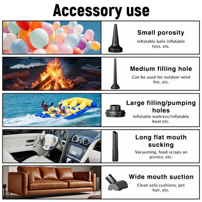 4-in-1 Cordless Vacuum Cleaner & Air Pump with Brushless Motor – Portable High-Power Blower for Car Interior, Pet Hair, Keyboard & Home – Gift for Car Owners & Pet Parents