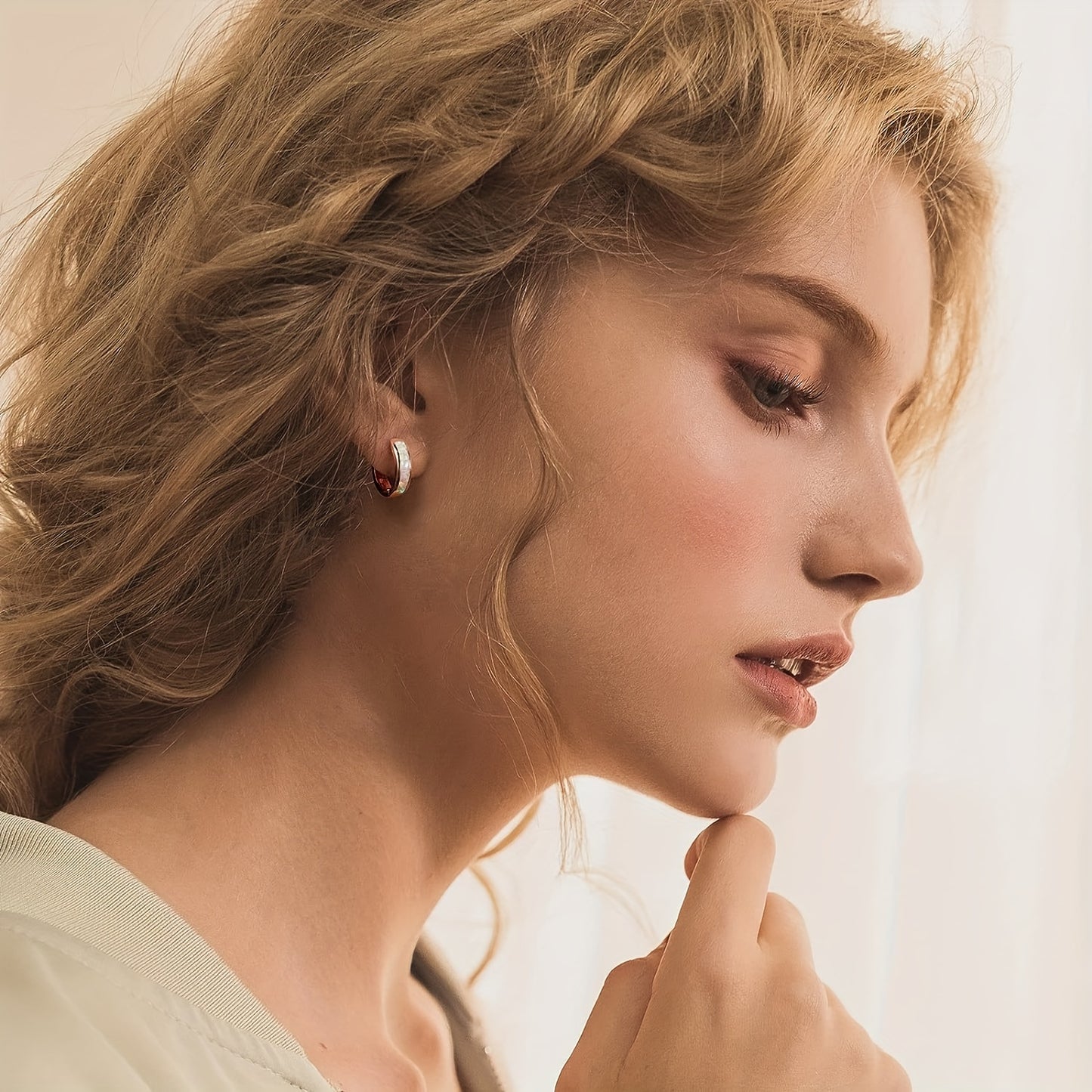 Opal Stud Huggie Hoop Earrings Set: Hypoallergenic Small Hoops Earrings for Women Sensitive Ears