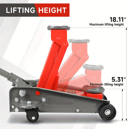 3T Professional Hydraulic Jack, Floor Jack, 134-460Mm/80-465Mm/73-500Mm Lifting Height, 360° Swivel Wheels, Ergonomic Handle for Cars & Suvs, for Car Repair