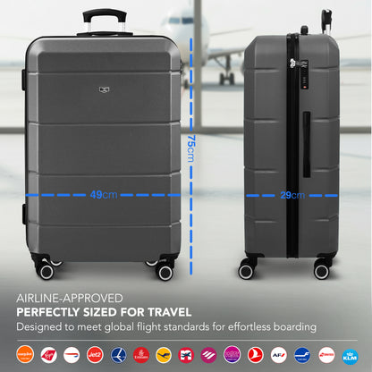 LUGG - Jetset 75x49x29cm Large Suitcase – Lightweight Hard Shell Luggage with TSA Lock – Water-Resistant ABS Spinner Suitcase – 4 Wheels Travel Bag- Midnight Blue (28 inch)