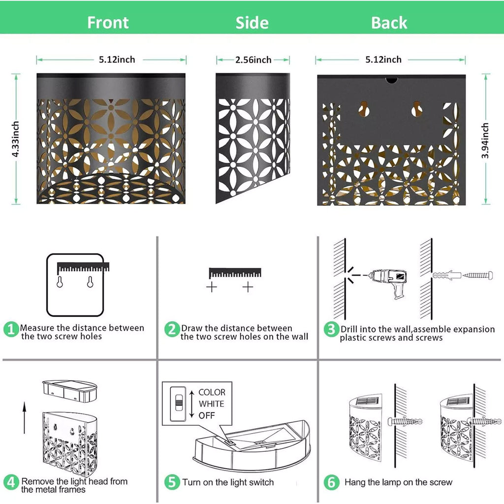Petal Solar Fence Lights - 4 Pack Outdoor Wall Set