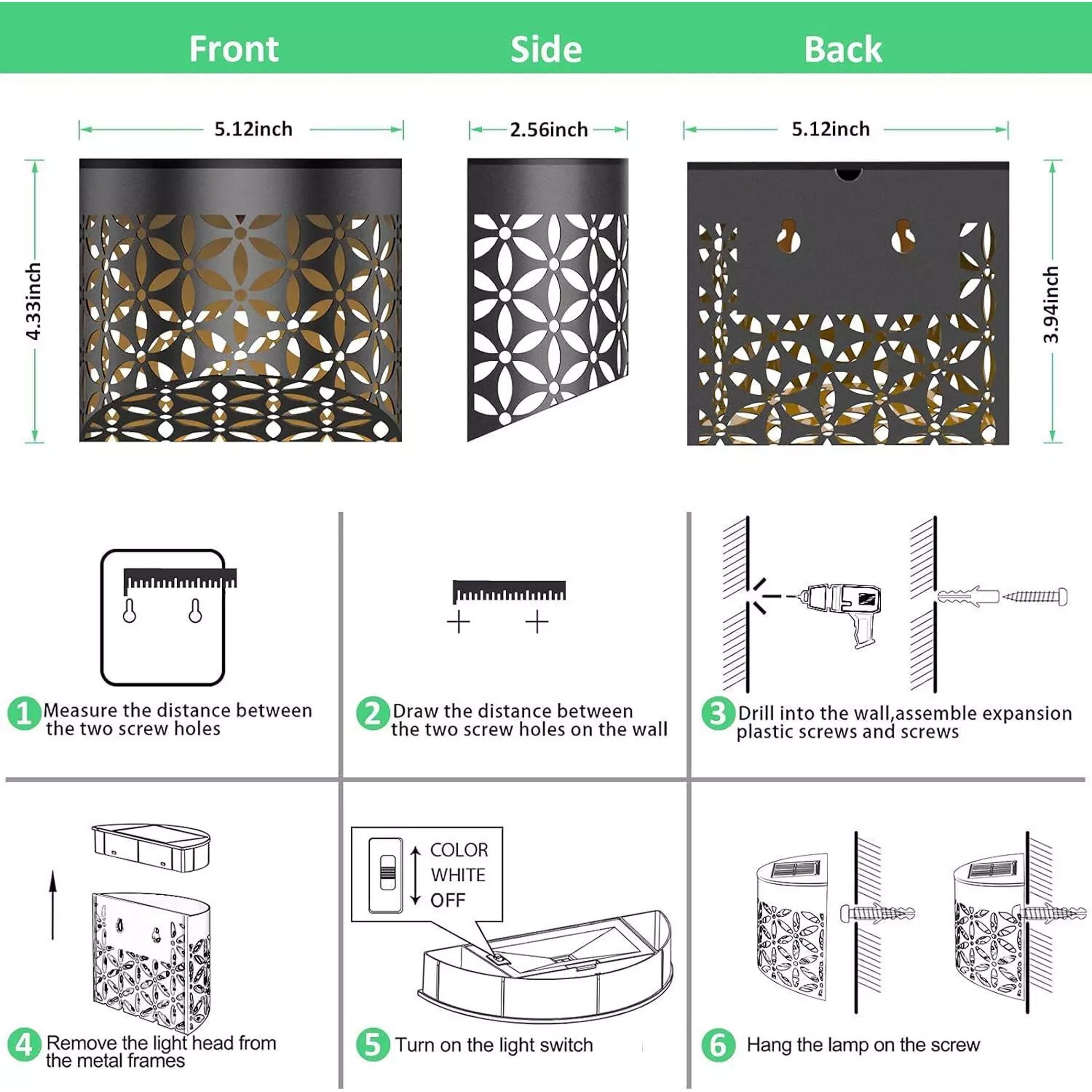 Petal Solar Fence Lights - 4 Pack Outdoor Wall Set