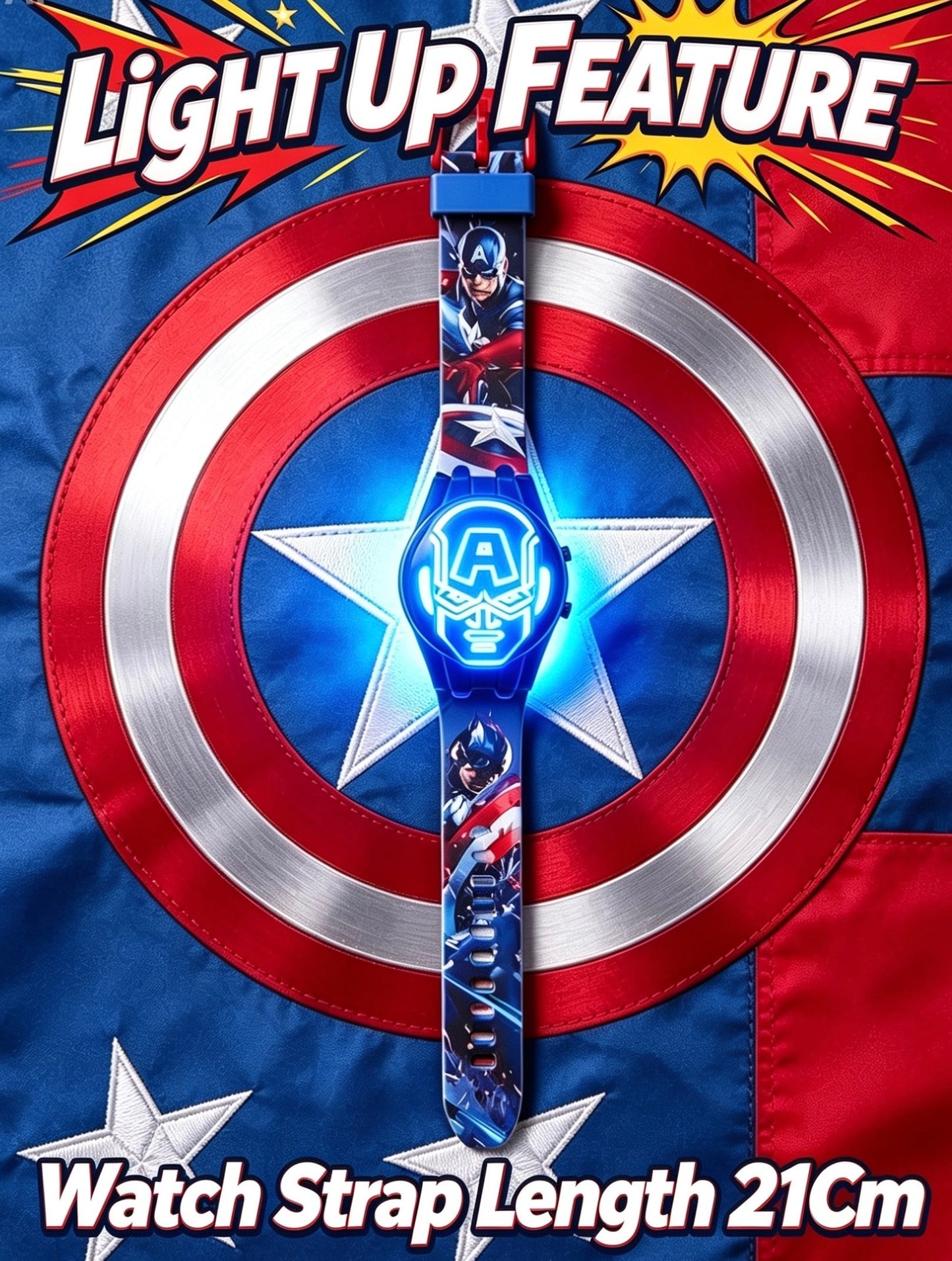 Marvel Kids Toys Light Up Watch for Boys & Girls – Hulk, Spider-Man, Iron Man & Captain America Toy Watch – Adjustable Watch Strap – Party Bag Fillers Kids – Fidget Toys – Toys for Boys Ages 3+