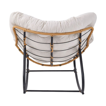 Large/Small 1pc Outdoor Rattan Rocking Chair for Home or Office Use, Lounge Chair, Reading Chair, Suitable for Living Room, Family Gatherings, Patio & Garden (White/Grey/Green)