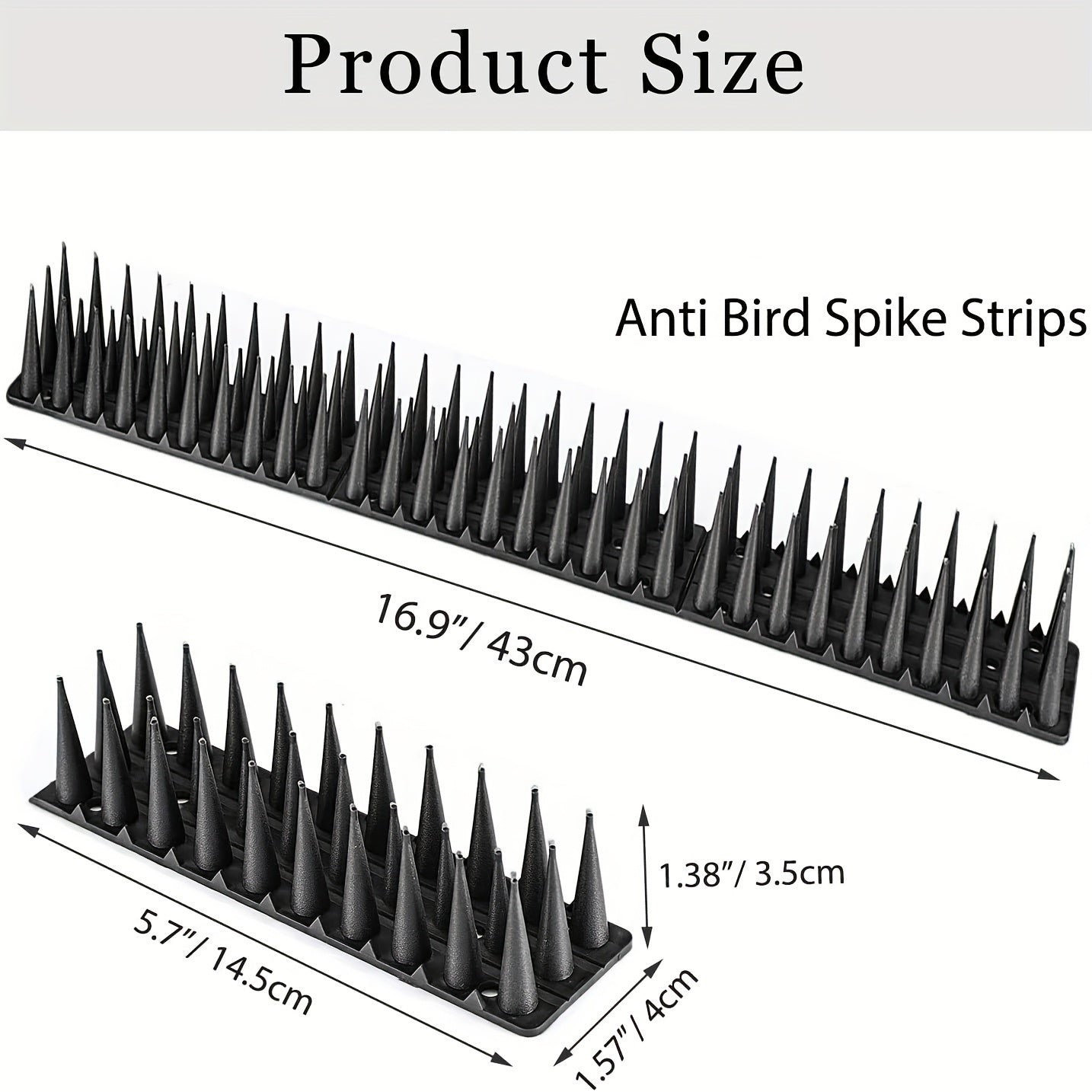 Total 10M 20M Anti Bird Spikes, 24/48pcs 43Cm Wall Fences Spikes for Bird Cat Small Animal Anti Climb Pigeons Deterrent Spikes, Outside Anti Bird Spikes Outdoor to Keep Birds Away