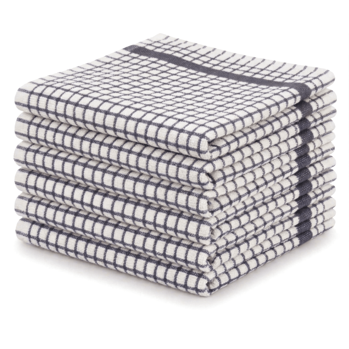 Pack of 6 Large Tea Towels 40x60cm – 100% Cotton Luxury Check Soft Kitchen Towels – Highly Absorbent Dish Cloths – Durable Washable Tea Towels for Drying Dishes, Cleaning, Cooking, Household, Restaurant, Bar, Café, Catering, Commercial & Professional Kitc